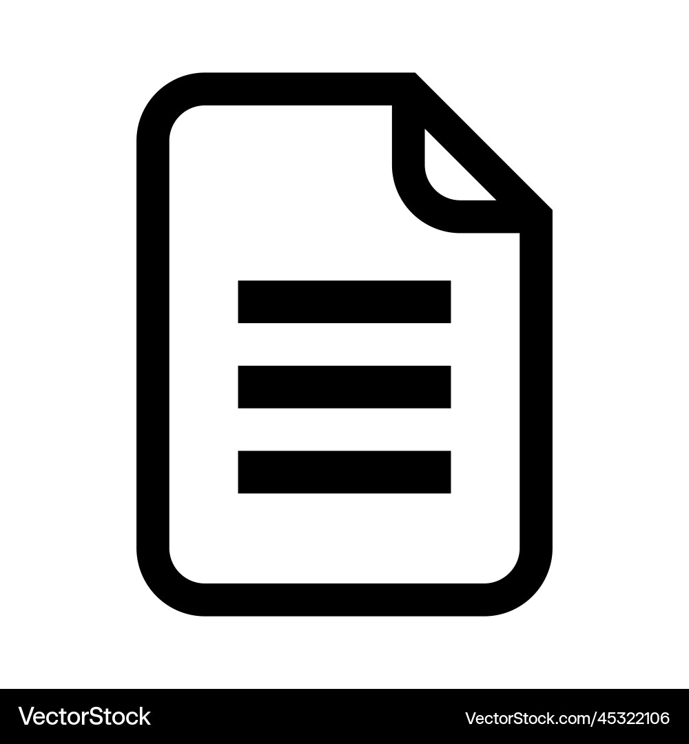 Document file icon line isolated on white Document file icon line isolated on white vector image