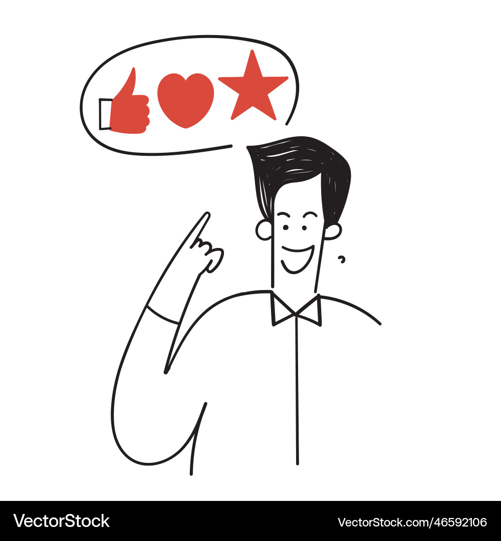 Hand drawn doodle person with feedback Hand drawn doodle person with feedback vector image