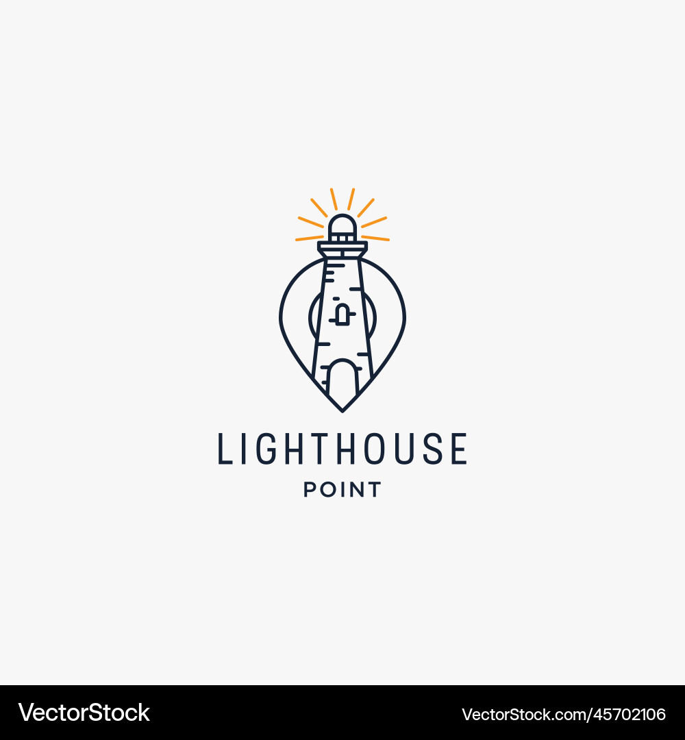 Lighthouse and pin map point logo design template Vector Image