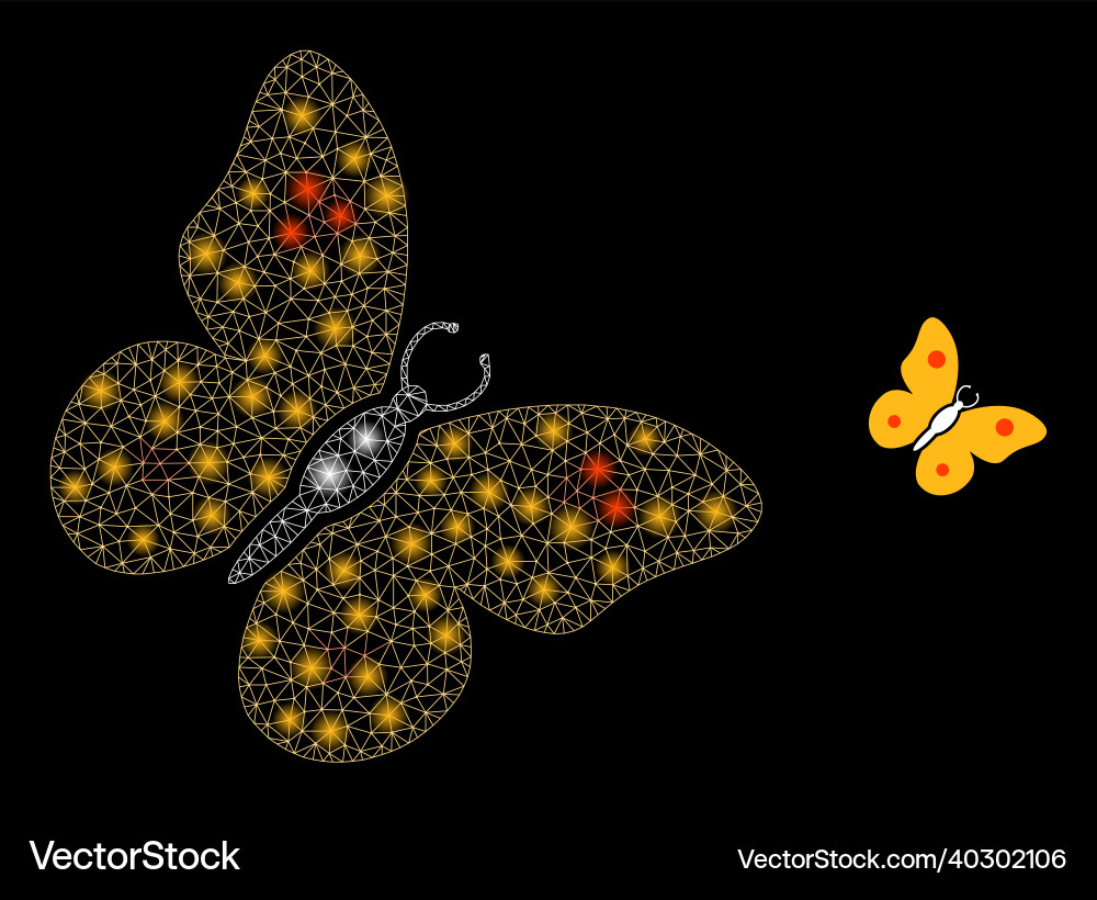 Mesh web butterfly with illuminated wire Mesh web butterfly with illuminated wire vector image