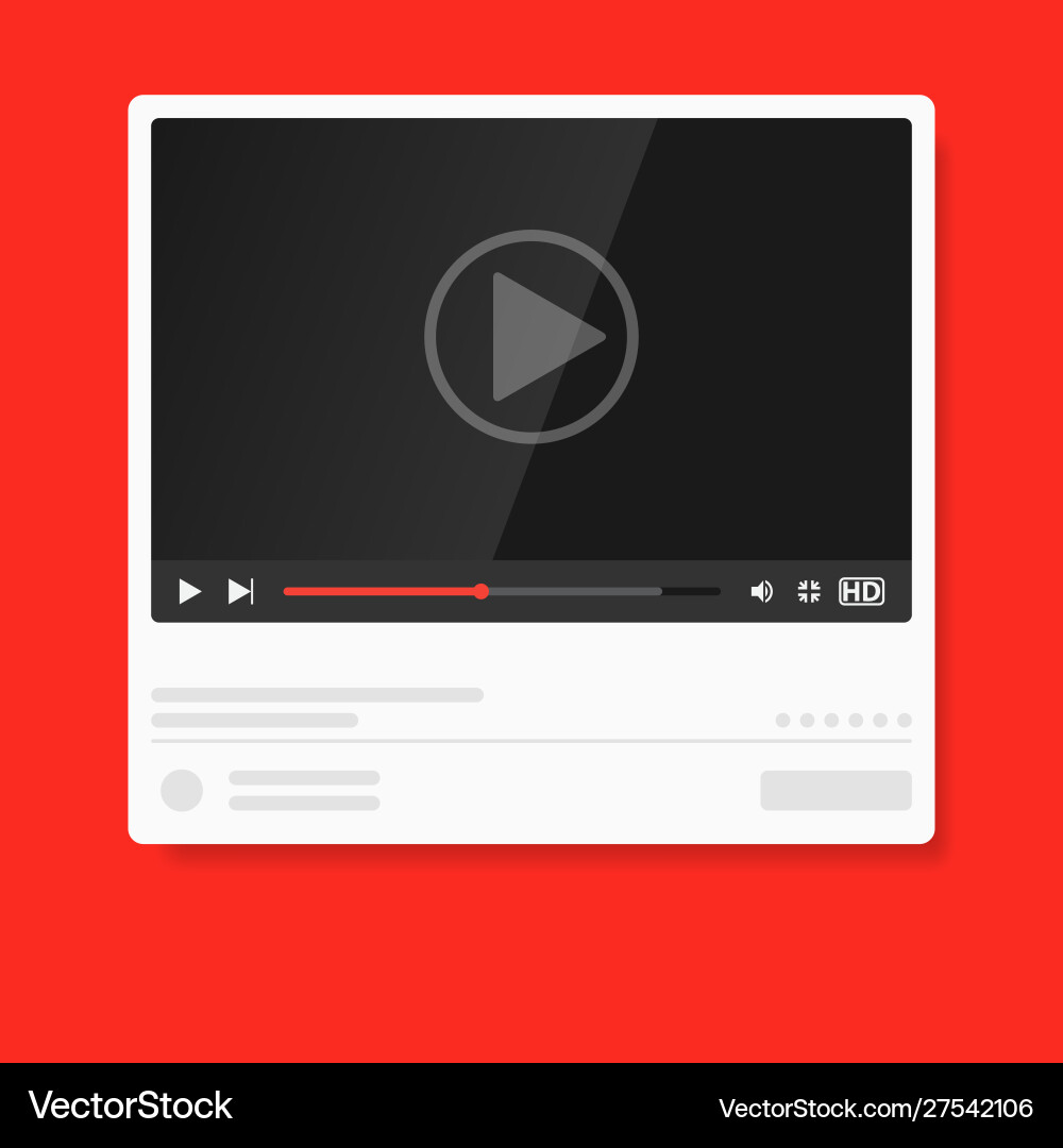 Modern Video Player UI Mockup vector image