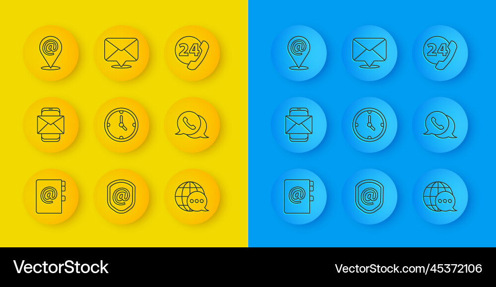 Set line address book mobile and envelope clock Set line address book mobile and envelope clock vector image