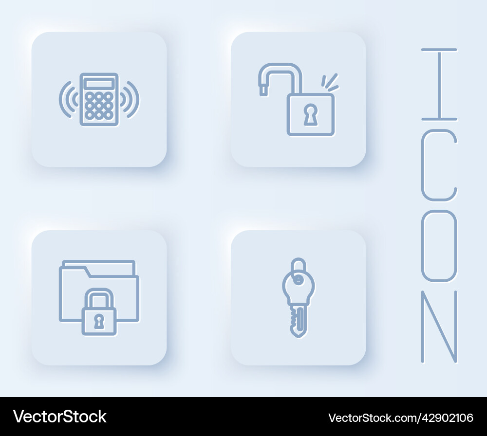Set line security keypad access panel open Set line security keypad access panel open vector image