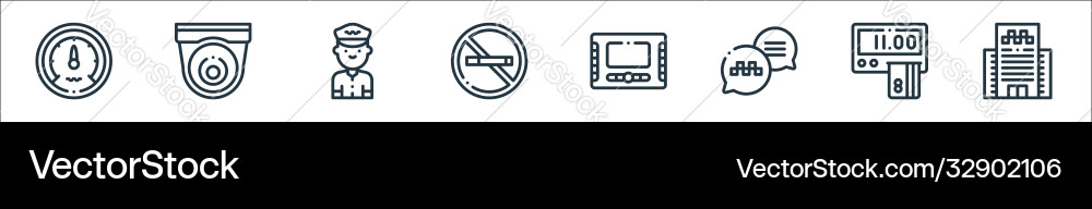 Taxi service line icons linear set quality Taxi service line icons linear set quality vector image