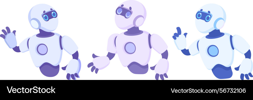 Vibrant and colorful robots in dynamic motion Vector Image