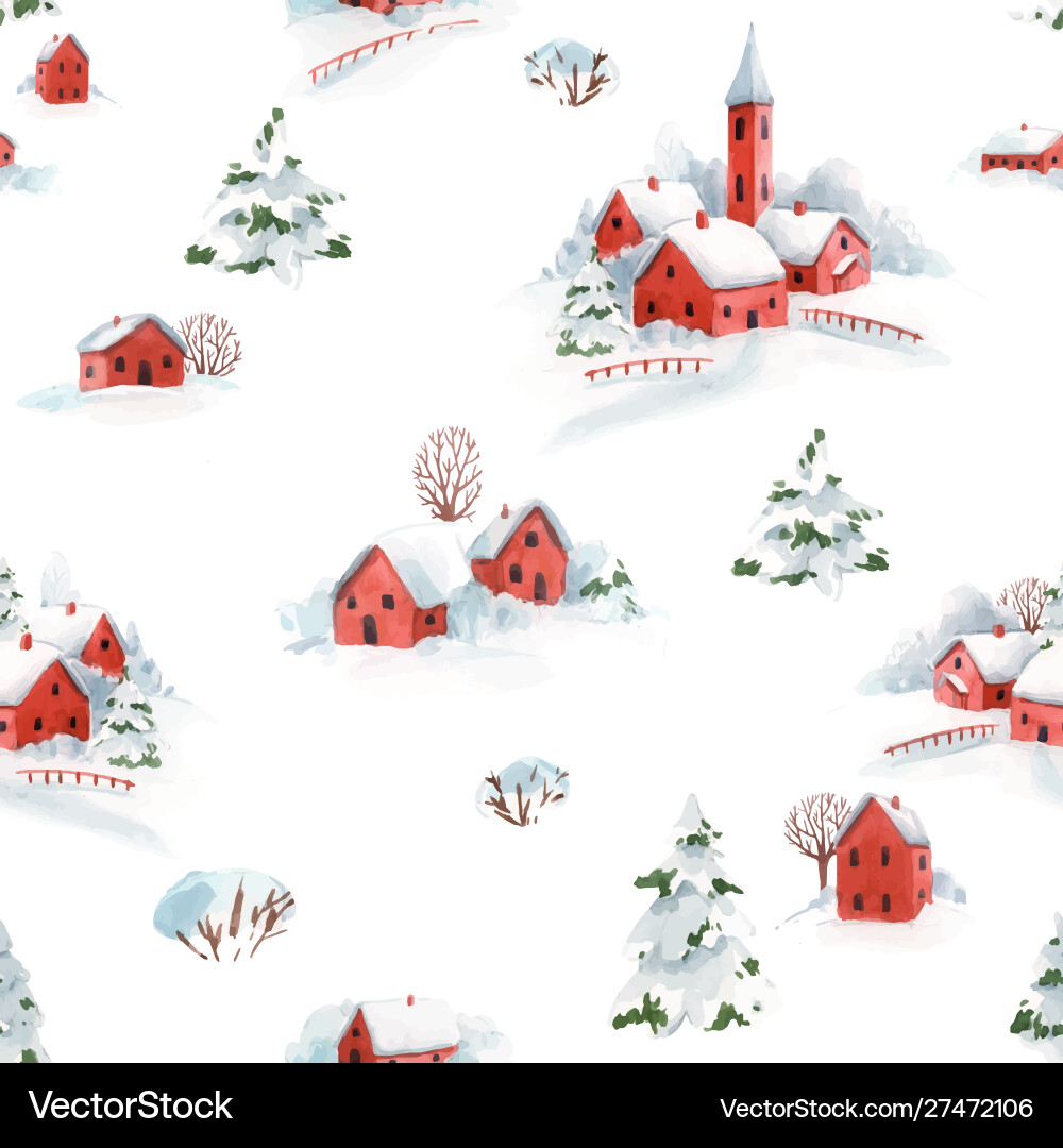 Watercolor seamless pattern winter snowy Watercolor seamless pattern winter snowy vector image