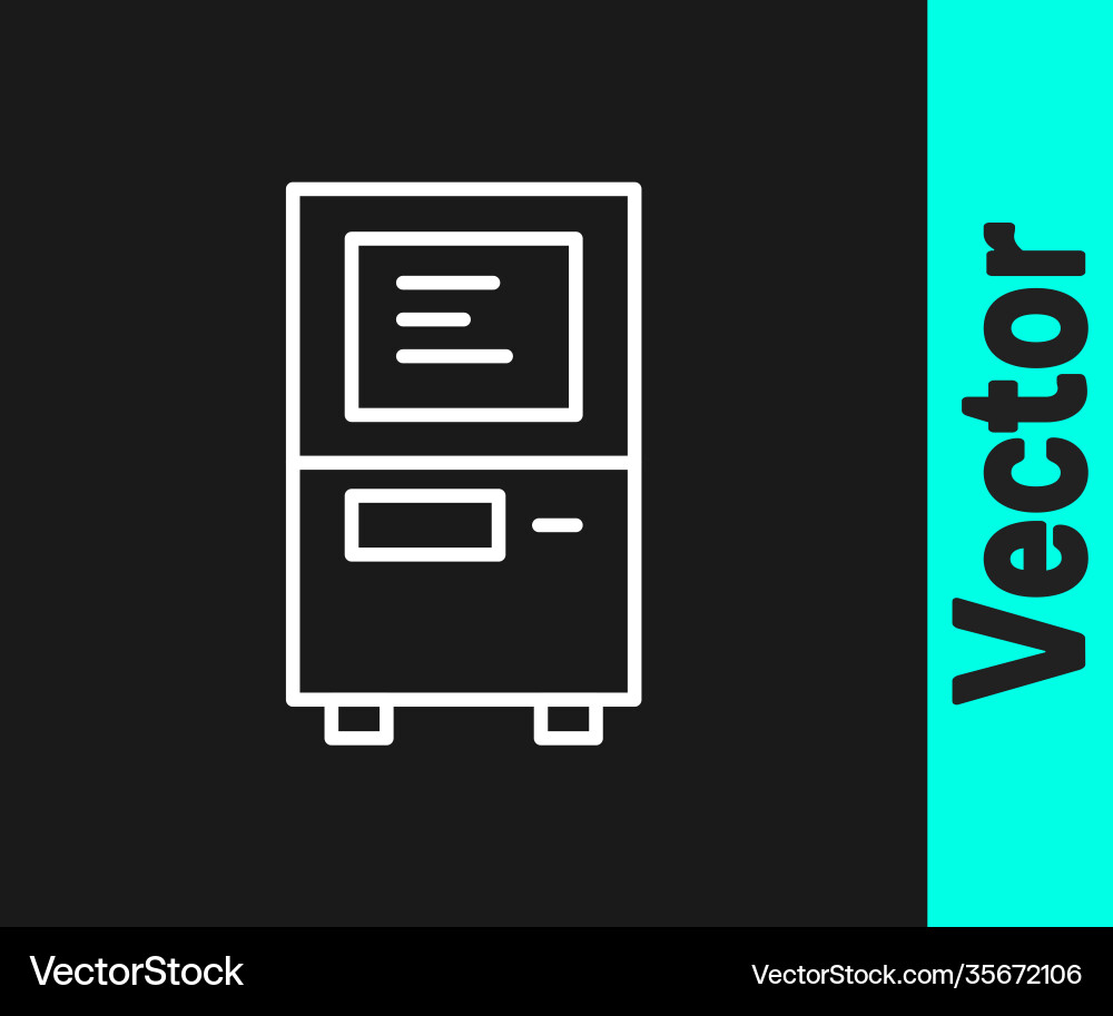 White line atm - automated teller machine icon vector image