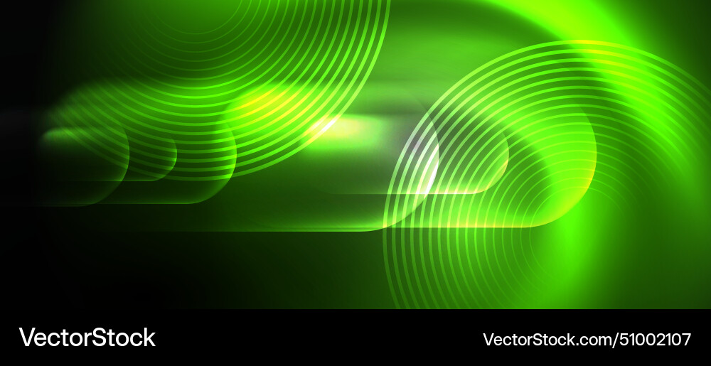 A green glowing wave on black background Vector Image