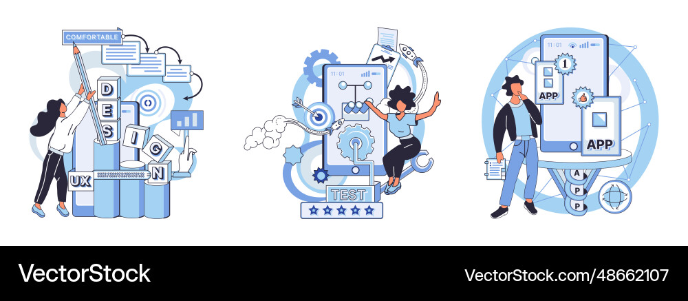 Application testing metaphor app test Vector Image