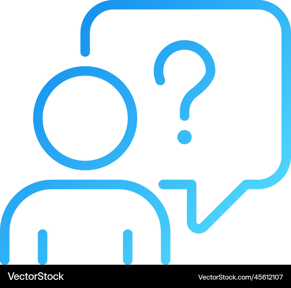 Asking question pixel perfect gradient linear icon Asking question pixel perfect gradient linear icon vector image