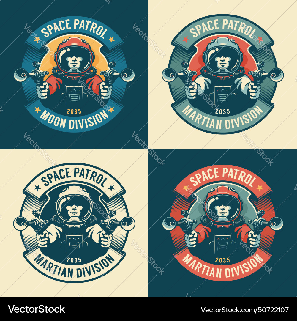 Astronaut in spacesuit with blaster Astronaut in spacesuit with blaster Vector Image
