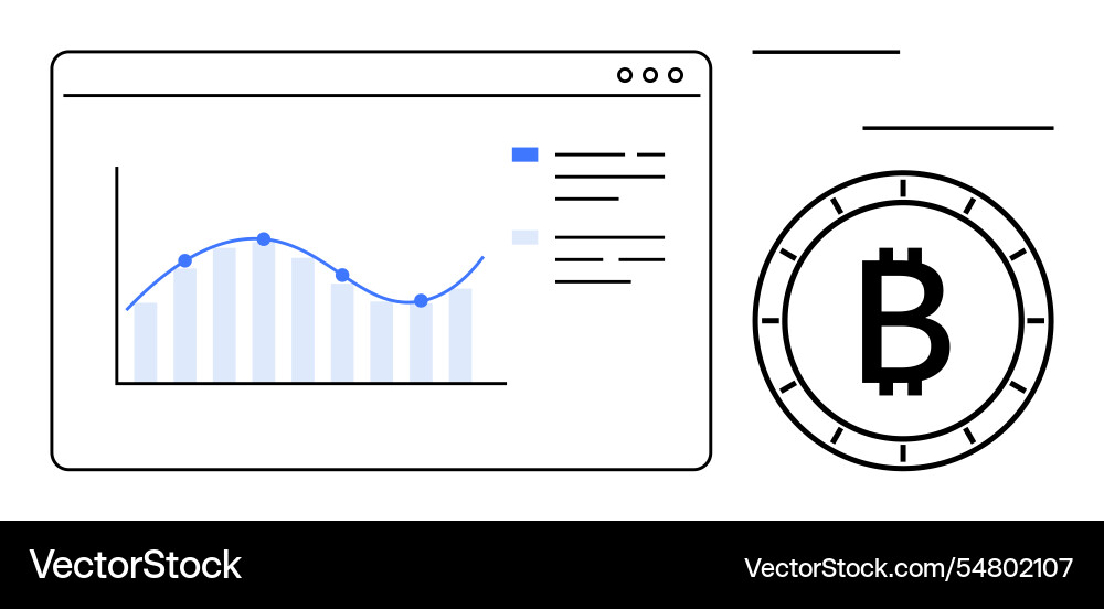 Bitcoin price monitor with performance graph Bitcoin price monitor with performance graph vector image
