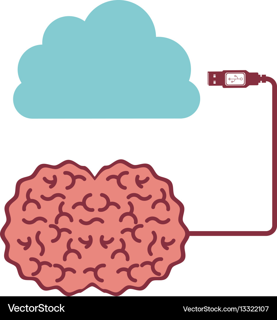 Brain hosting data icon stock vector image