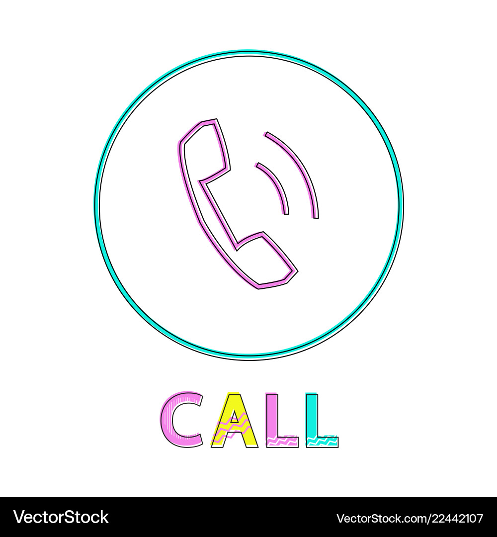 Call round linear button with receiver symbol Call round linear button with receiver symbol vector image