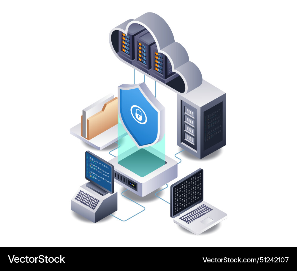 Cloud server security data center technology Cloud server security data center technology vector image