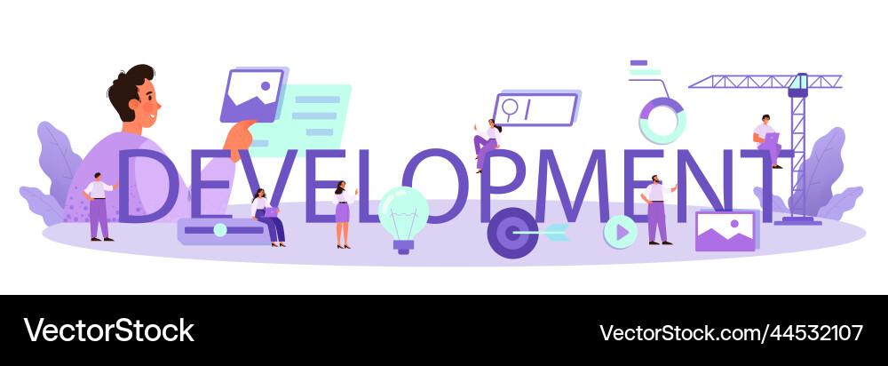 Development typographic header presenting content Development typographic header presenting content vector image