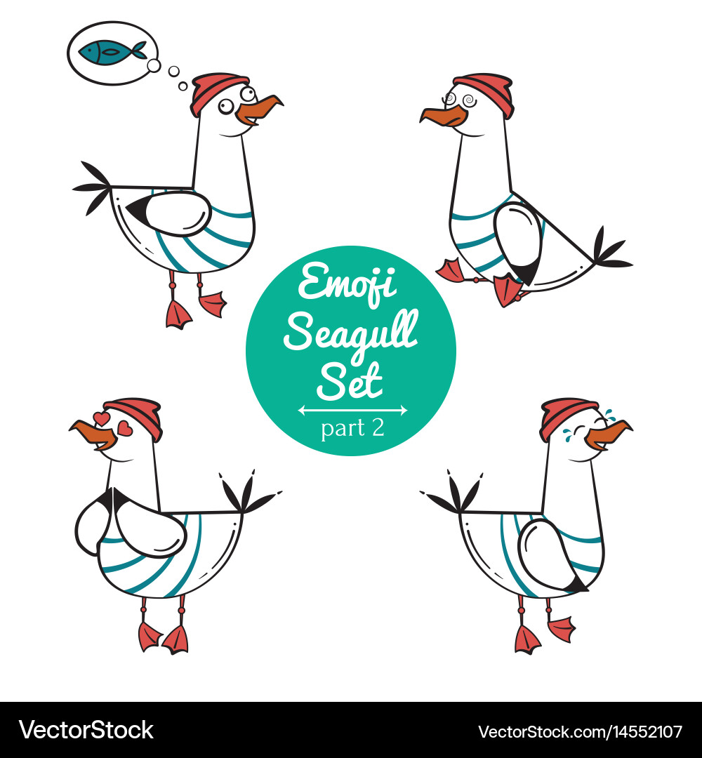 Emoji seagull set part 2 Vector Image