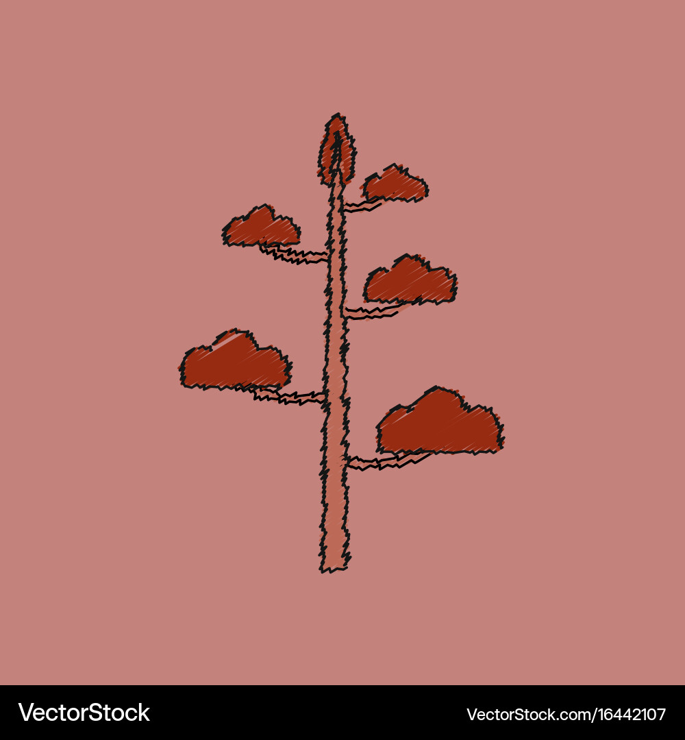 Flat shading style icon tree vector image