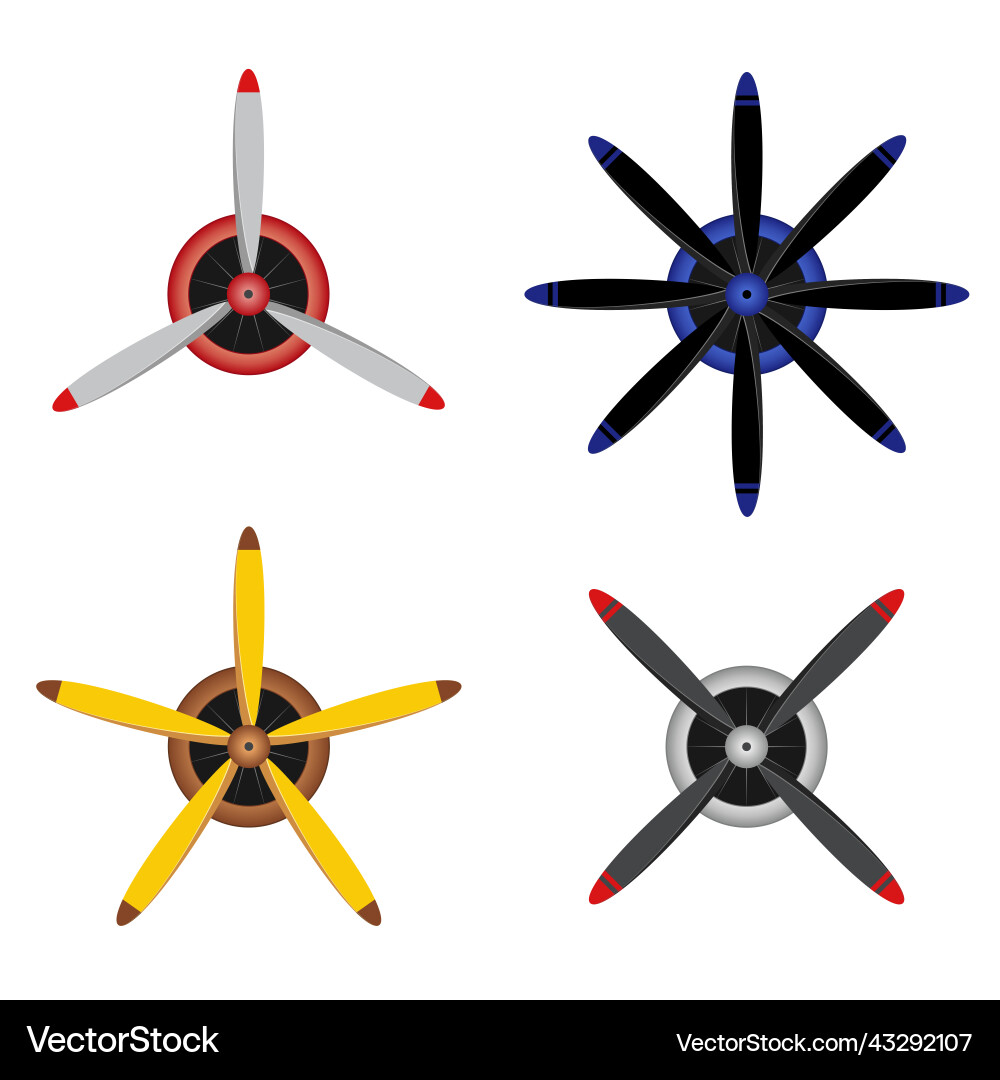 Front view of plane propellers set Vector Image