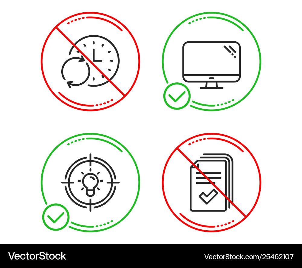 Idea update time and computer icons set handout Idea update time and computer icons set handout vector image