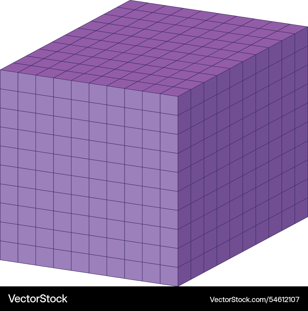 Purple cube composed of smaller square blocks Purple cube composed of smaller square blocks vector image