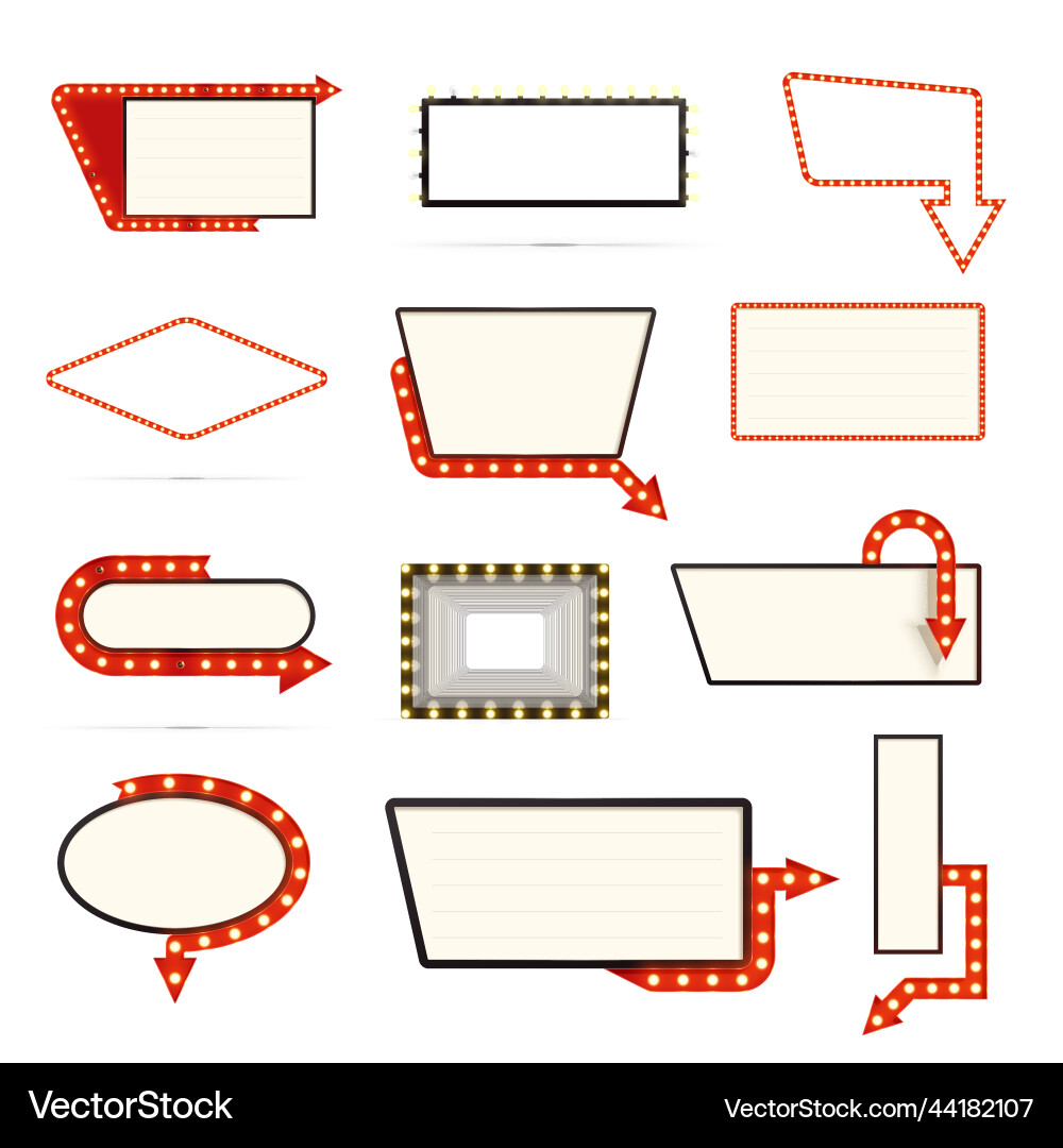 Retro lightboxes realistic set Retro lightboxes realistic set vector image