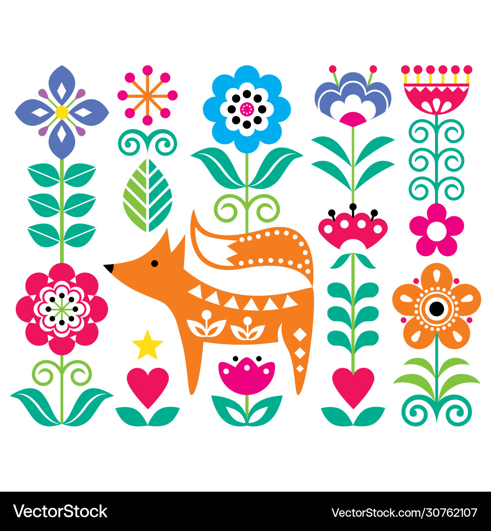 Scandinavian cute folk art design with flow Vector Image