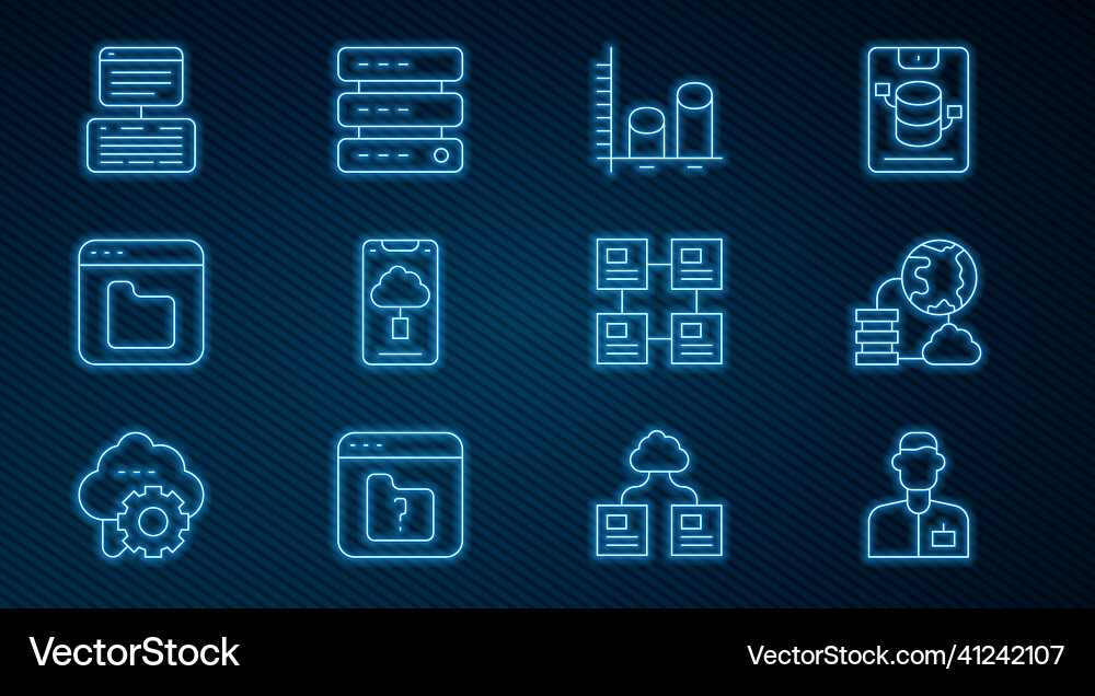 Set line analyst engineer network cloud Set line analyst engineer network cloud vector image