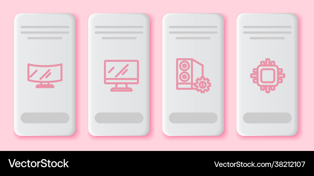 Set line computer monitor screen case Set line computer monitor screen case vector image