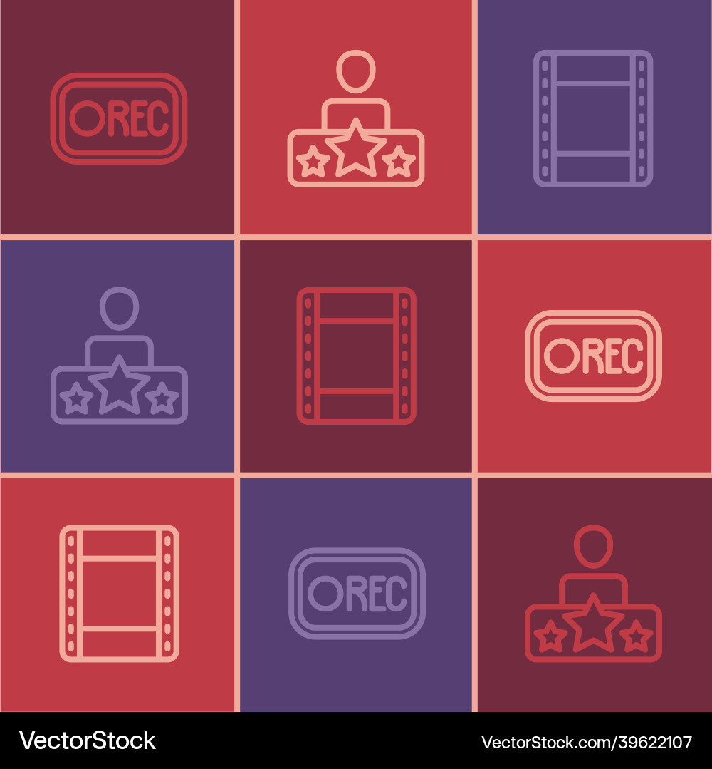 Set line record button play video and actor star Set line record button play video and actor star vector image