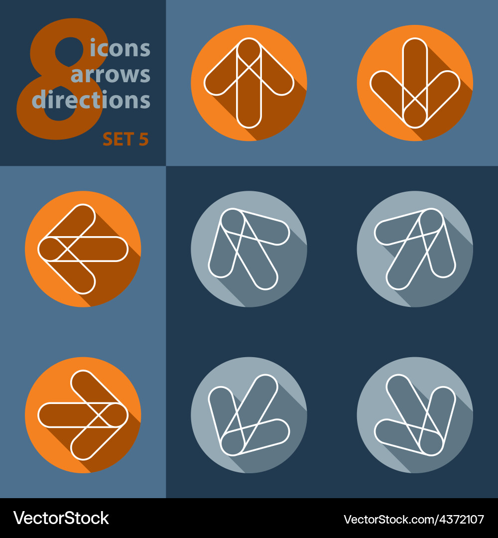 Set of eight icons with arrows in all Vector Image