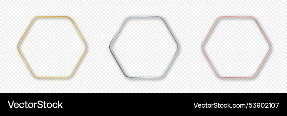 Set of three rounded hexagon frames Vector Image