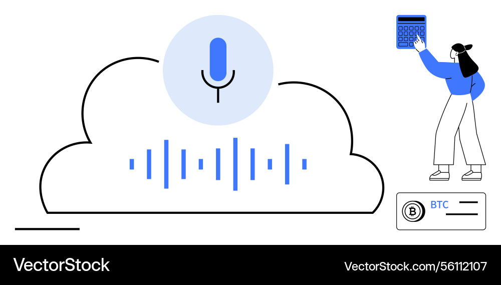 Voice technology in cloud computing vector image