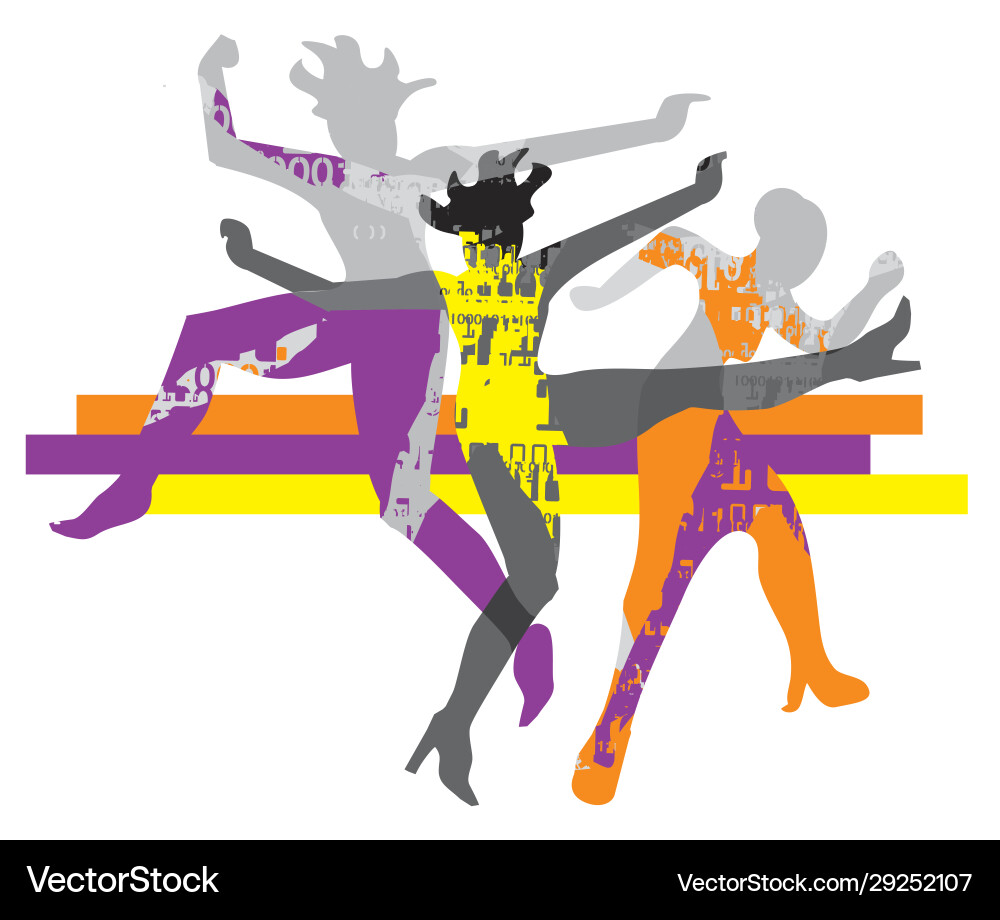 Wild dance party modern group Wild dance party modern group vector image