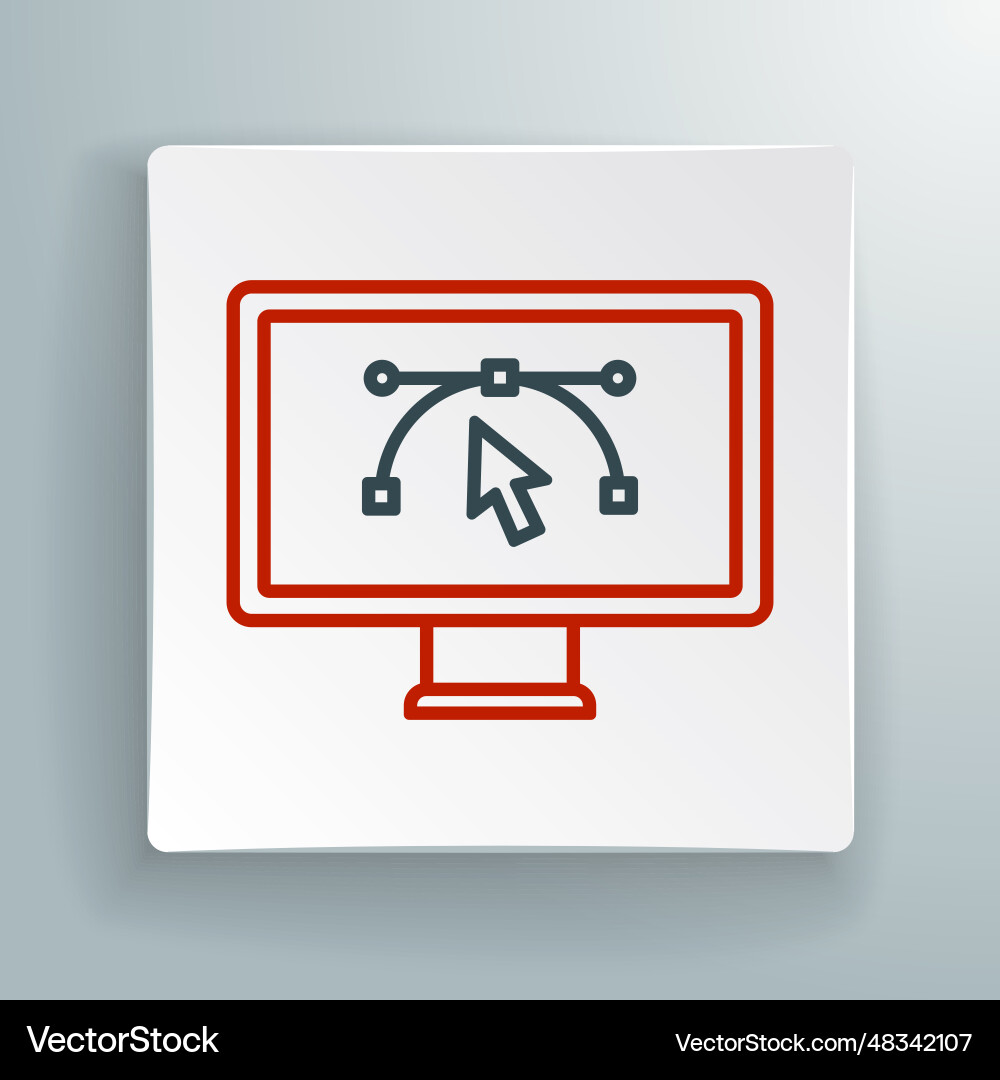 Zeilen-Computer-Display mit Design-Programm-Symbol Zeilen-Computer-Display mit Design-Programm-Symbol vektorbild
