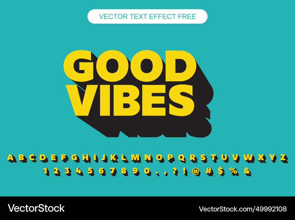 3d text effect good vibes 3d text effect good vibes vector image