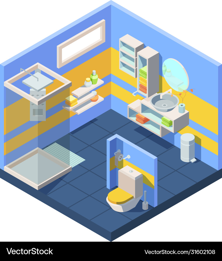 Bathroom isometric compact Royalty Free Vector Image