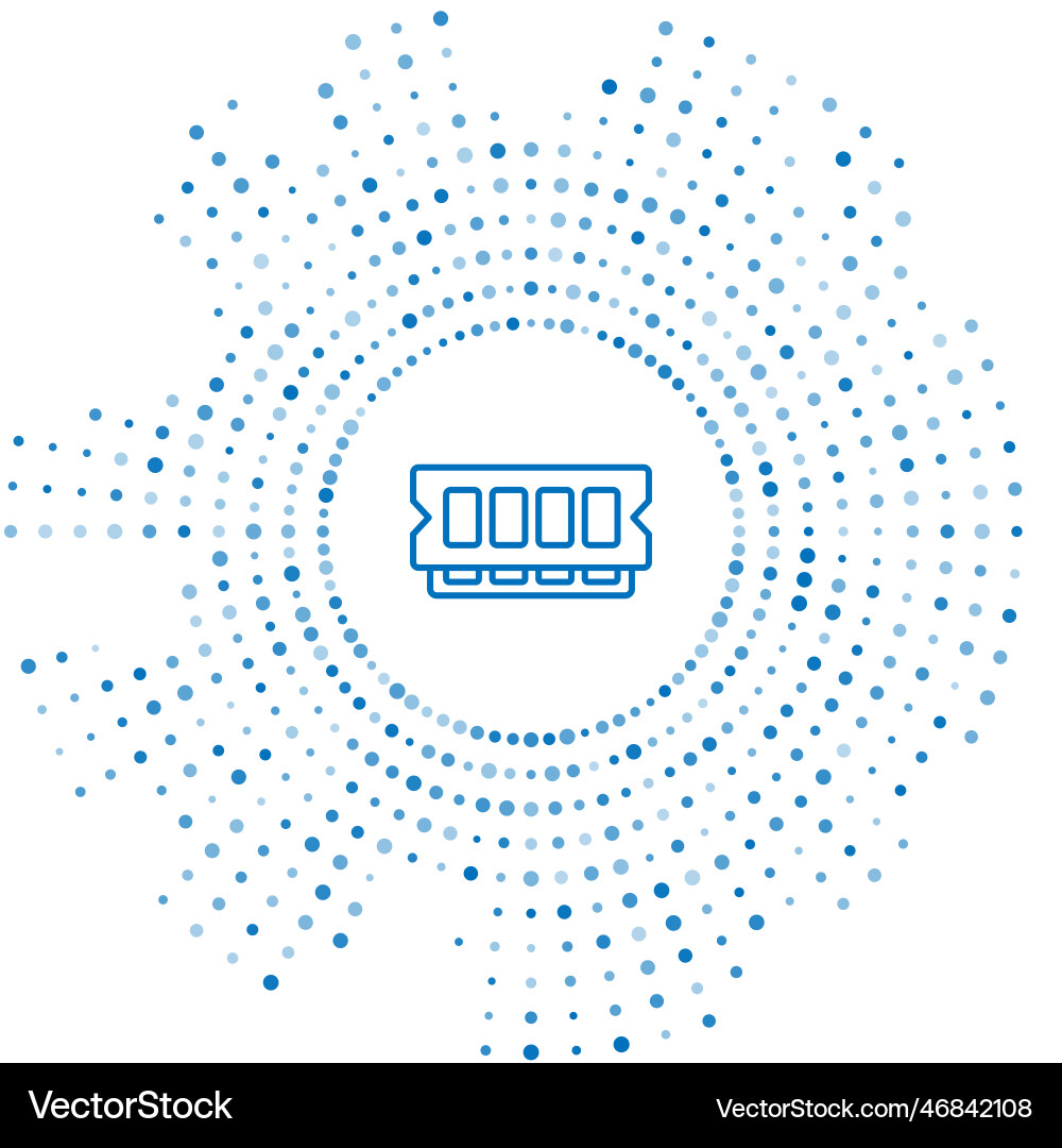Blue line ram random access memory icon isolated Blue line ram random access memory icon isolated vector image