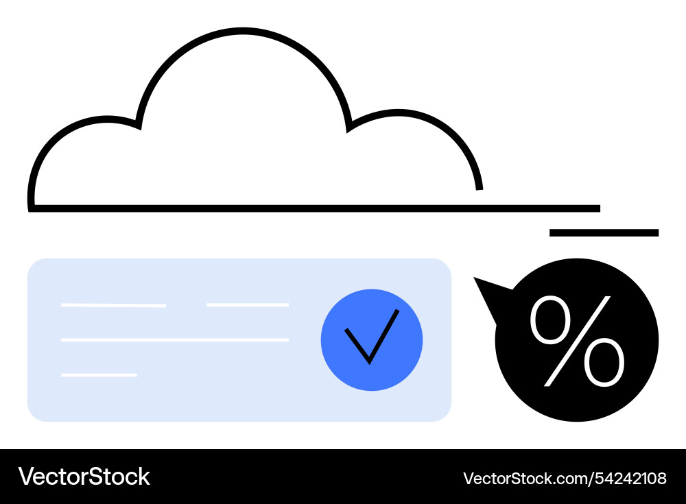 Cloud computing with percentage sign and check Cloud computing with percentage sign and check Vector Image