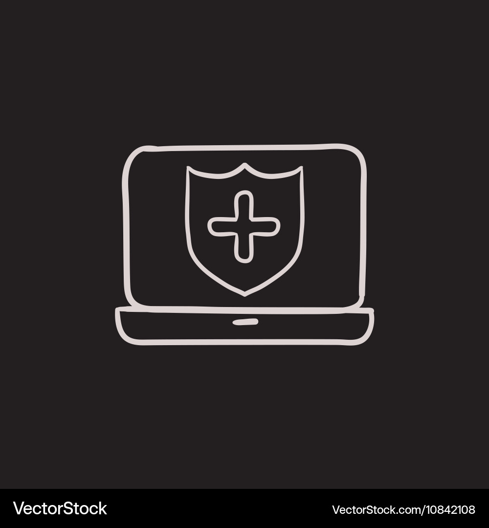 Computer security sketch icon vector image