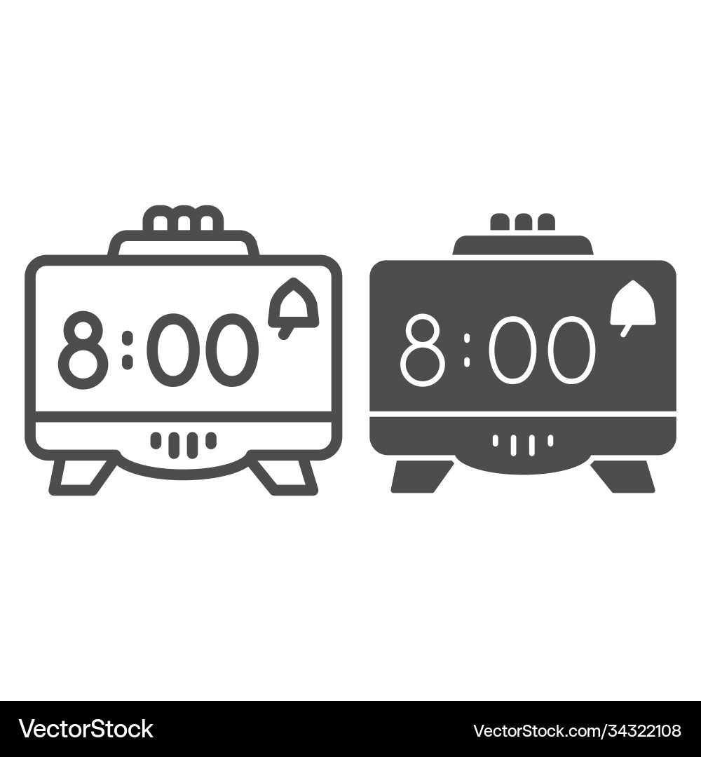 Digital alarm clock line and solid icon coworking Digital alarm clock line and solid icon coworking vector image