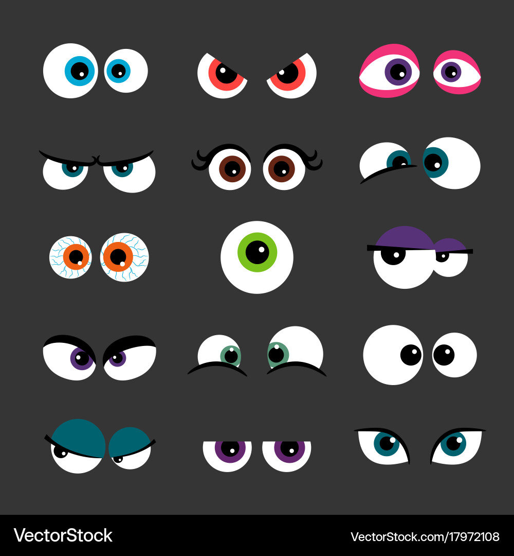 Funny Monster Eyes - Cartoon Collection – Royalty-Free Vector | VectorStock, image size:1000x1080