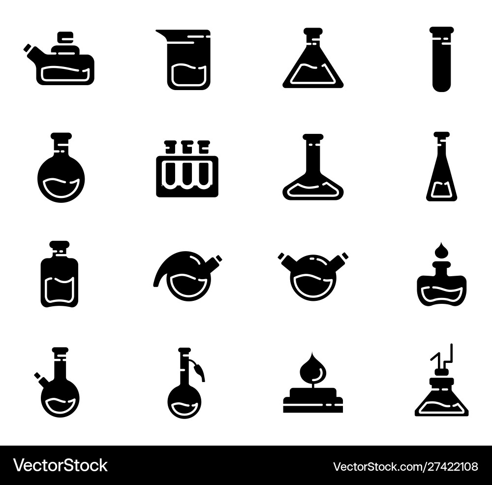 Laboratory flasks icon set Laboratory flasks icon set Vector Image