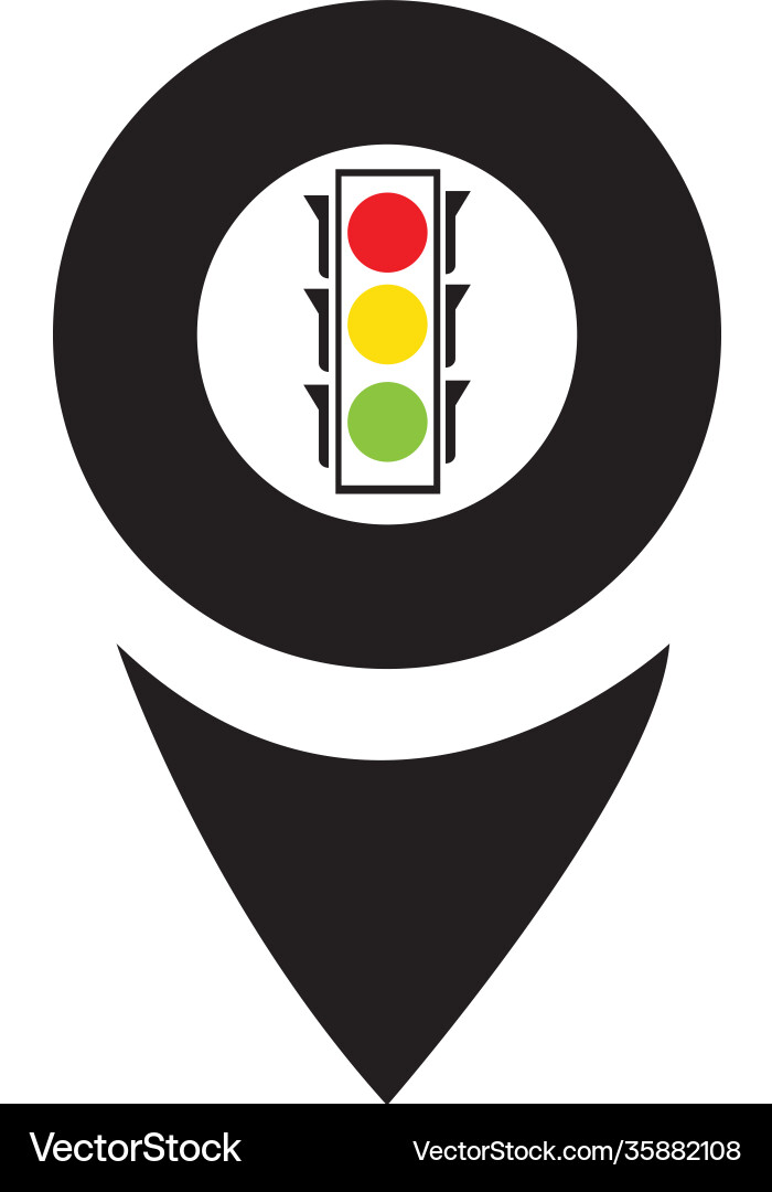 Map pointer traffic light signal - icon Map pointer traffic light signal - icon Vector Image