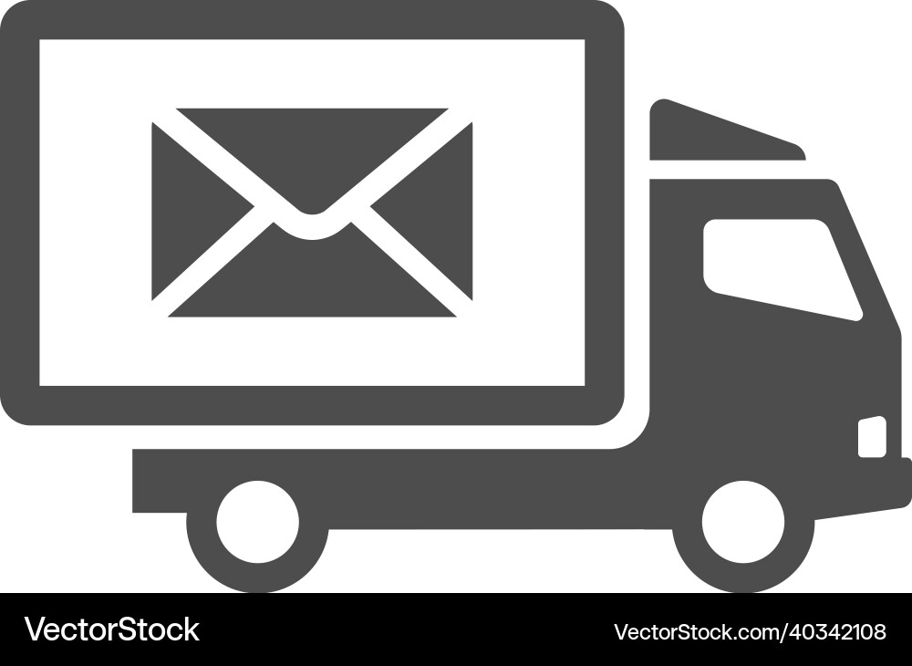 Monochrome simple mail truck delivery icon Monochrome simple mail truck delivery icon vector image