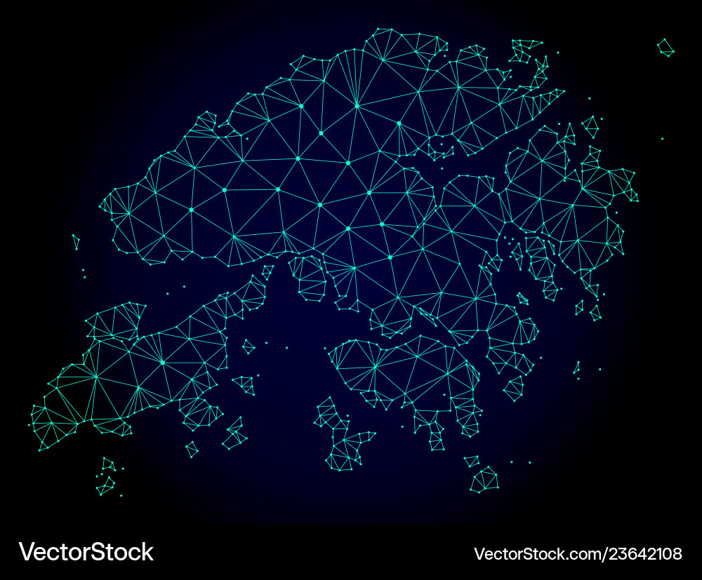 Polygonal 2d mesh map of hong kong Polygonal 2d mesh map of hong kong vector image