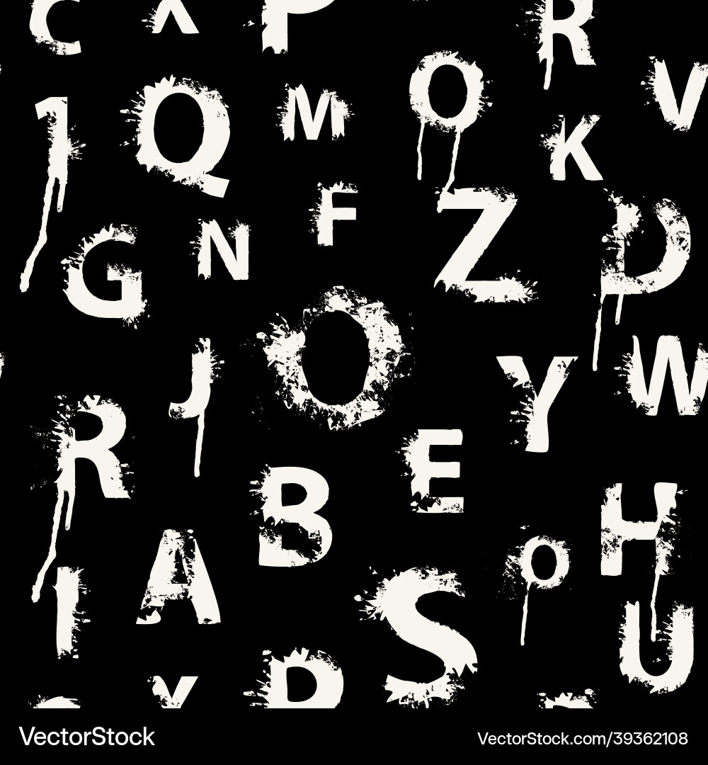 Seamless pattern with letters in form of blots Seamless pattern with letters in form of blots vector image