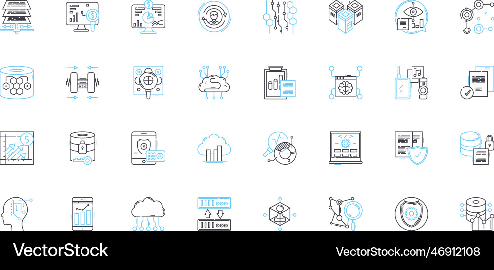 Servers linear icons set performance bandwidth Servers linear icons set performance bandwidth vector image