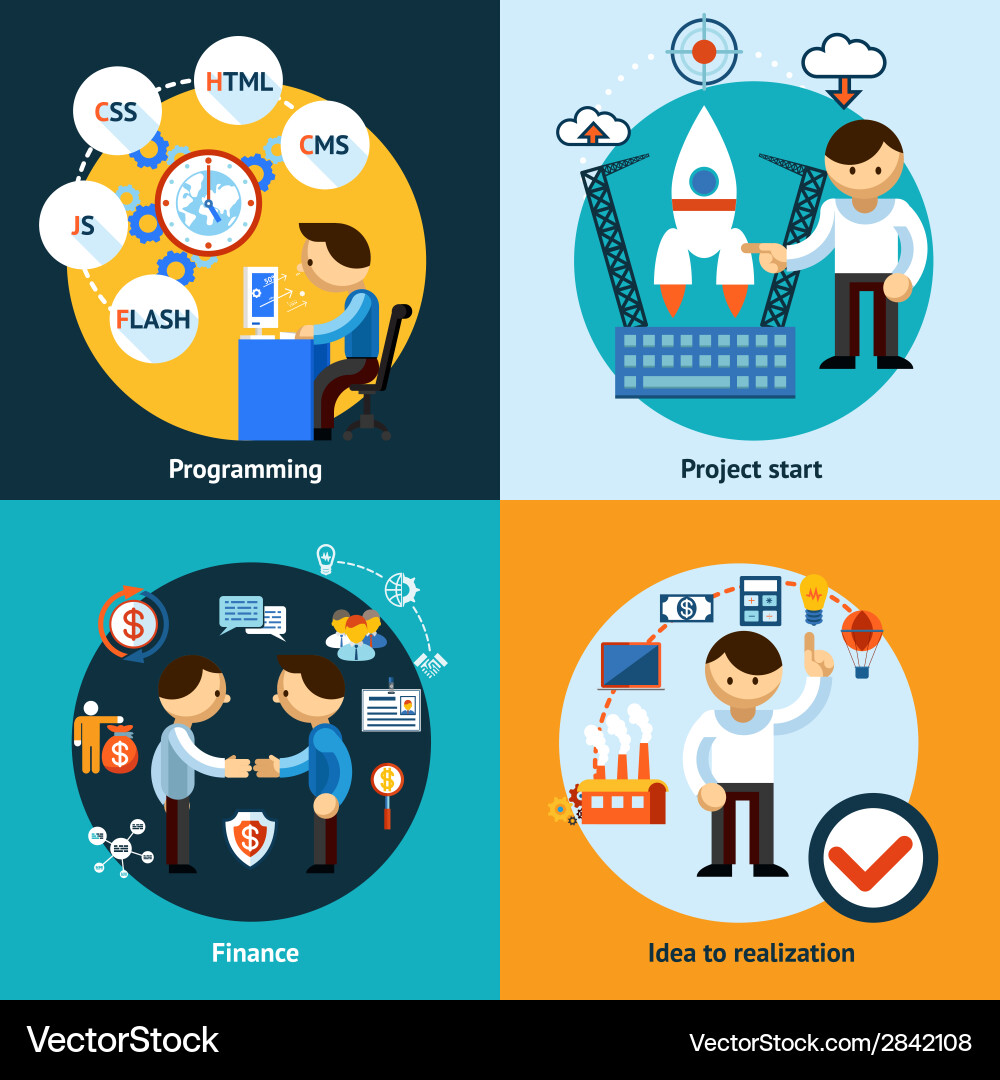 Web development and programming banners concept vector image
