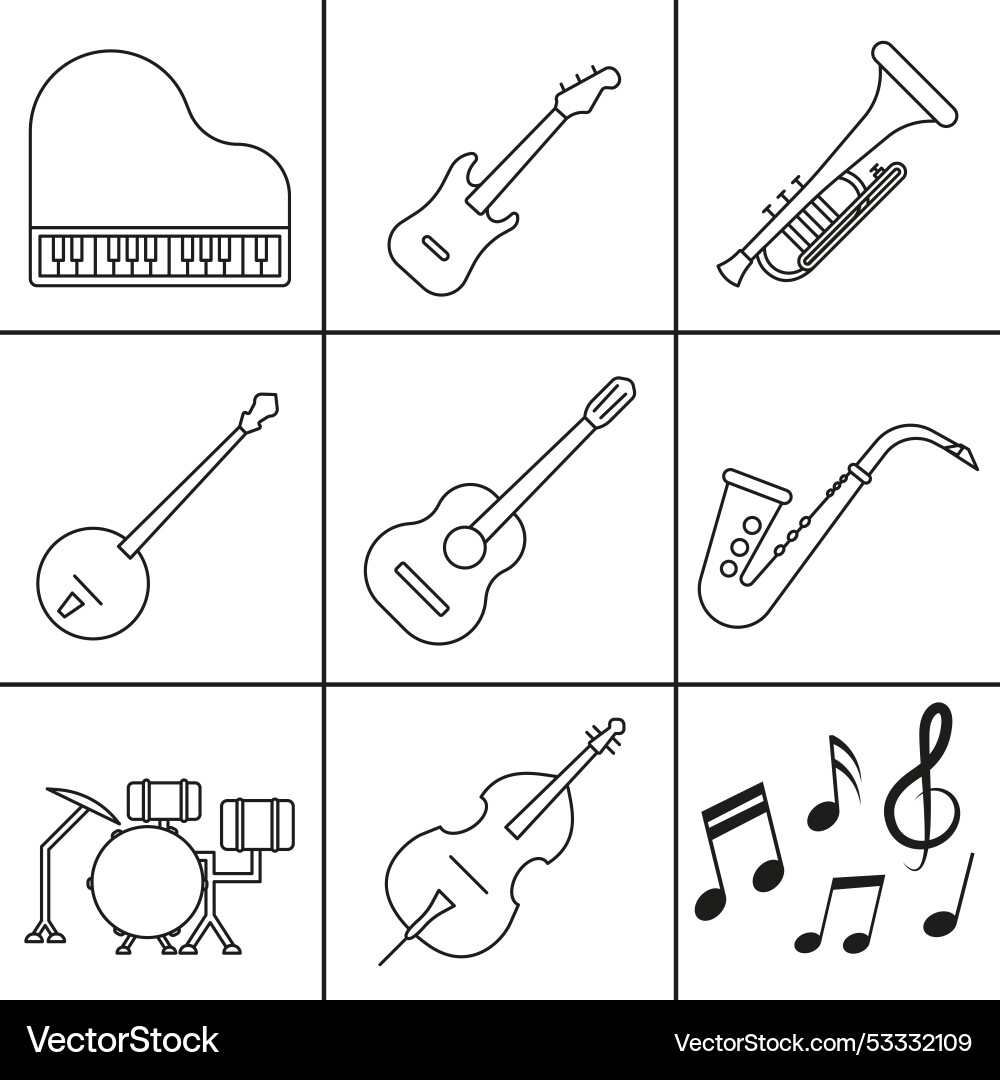 A simple set of musical instruments A simple set of musical instruments Vector Image